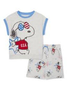 Peanuts Snoopy Toddler Boy Americana T-Shirt and Shorts Set Size 5T